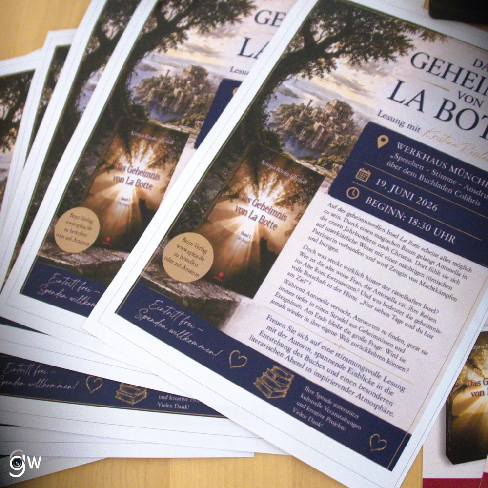 Flyer zur Buchpräsentation von „Das Geheimnis von La Botte“